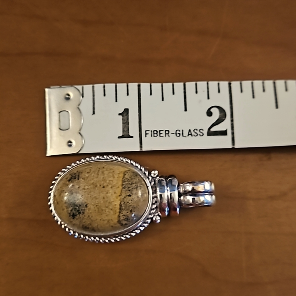 Brown stone, silver pendant...NECKLACE NOT INCLUDED